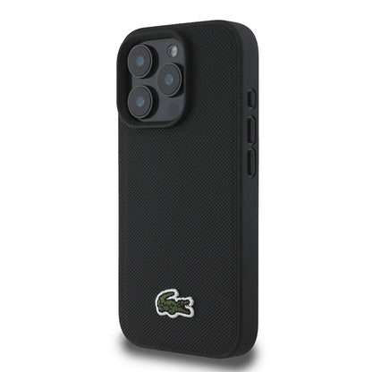 iPhone 16 Pro Max Kılıf Lacoste Orjinal Lisanslı PU Pike Desenli Arka Yüzey İkonik Timsah Dokuma Logolu Kılıf + Type-C Kablo 1.5m