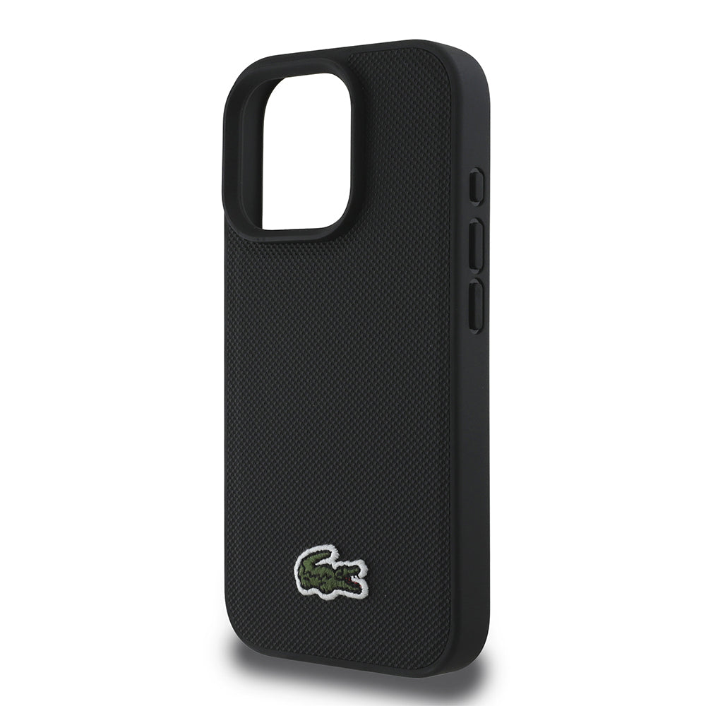 iPhone 16 Pro Max Kılıf Lacoste Orjinal Lisanslı PU Pike Desenli Arka Yüzey İkonik Timsah Dokuma Logolu Kılıf + Type-C Kablo 1.5m