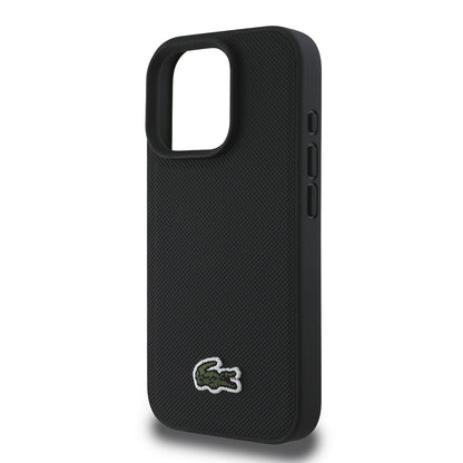 iPhone 16 Pro Max Kılıf Lacoste Orjinal Lisanslı PU Pike Desenli Arka Yüzey İkonik Timsah Dokuma Logolu Kılıf + Type-C Kablo 1.5m