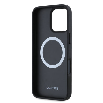 iPhone 16 Pro Max Kılıf Lacoste Orjinal Lisanslı PU Pike Desenli Arka Yüzey İkonik Timsah Dokuma Logolu Kılıf + Type-C Kablo 1.5m