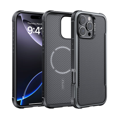 iPhone 16 Pro Max Kılıf M-safe Şarj Özellikli Airbagli Raptic Apex Serisi Karbon Fiber Tasarımlı Kılıf