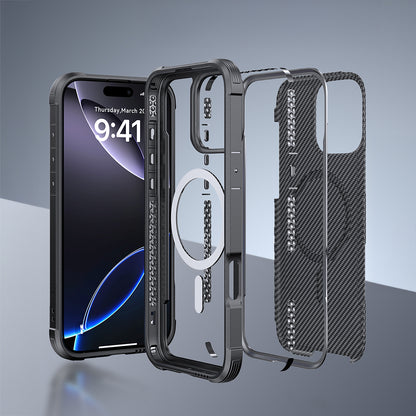 iPhone 16 Pro Max Kılıf M-safe Şarj Özellikli Airbagli Raptic Apex Serisi Karbon Fiber Tasarımlı Kılıf