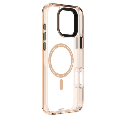 iPhone 16 Pro Max Kılıf M-safe Şarj Özellikli Cam Arka Yüzey TPU Youngkit Gemstone Clear Serisi Kılıf