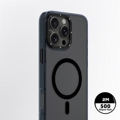 iPhone 16 Pro Max Kılıf M-safe Şarj Özellikli Cam Arka Yüzey TPU Youngkit Gemstone Clear Serisi Kılıf