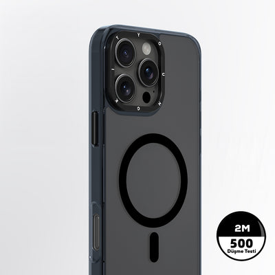 Apple iPhone 16 Pro Max Kılıf M-safe Şarj Özellikli Cam Arka Yüzey TPU Youngkit Gemstone Clear Serisi Kapak Gold