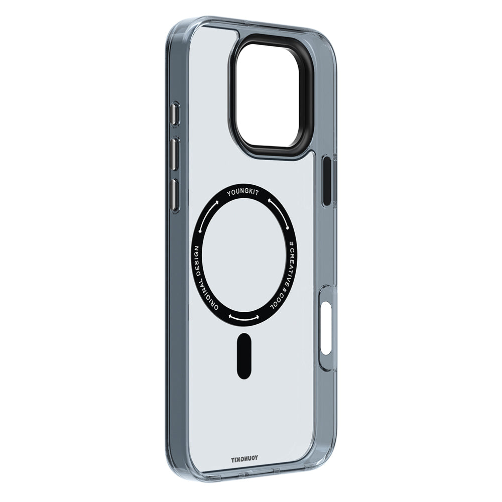 iPhone 16 Pro Max Kılıf M-safe Şarj Özellikli Cam Arka Yüzey TPU Youngkit Gemstone Clear Serisi Kılıf