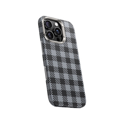 Apple iPhone 16 Pro Max Kılıf M-safe Şarj Özellikli Ekose Tasarımlı Benks ArmorVichy Kevlar Kapak Kırmızı