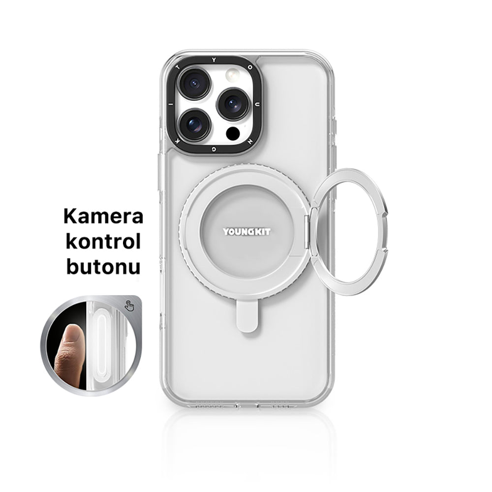 iPhone 16 Pro Max Kılıf M-safe Şarj Özellikli Standlı Aksiyon Butonlu Youngkit Pivot Serisi Kılıf