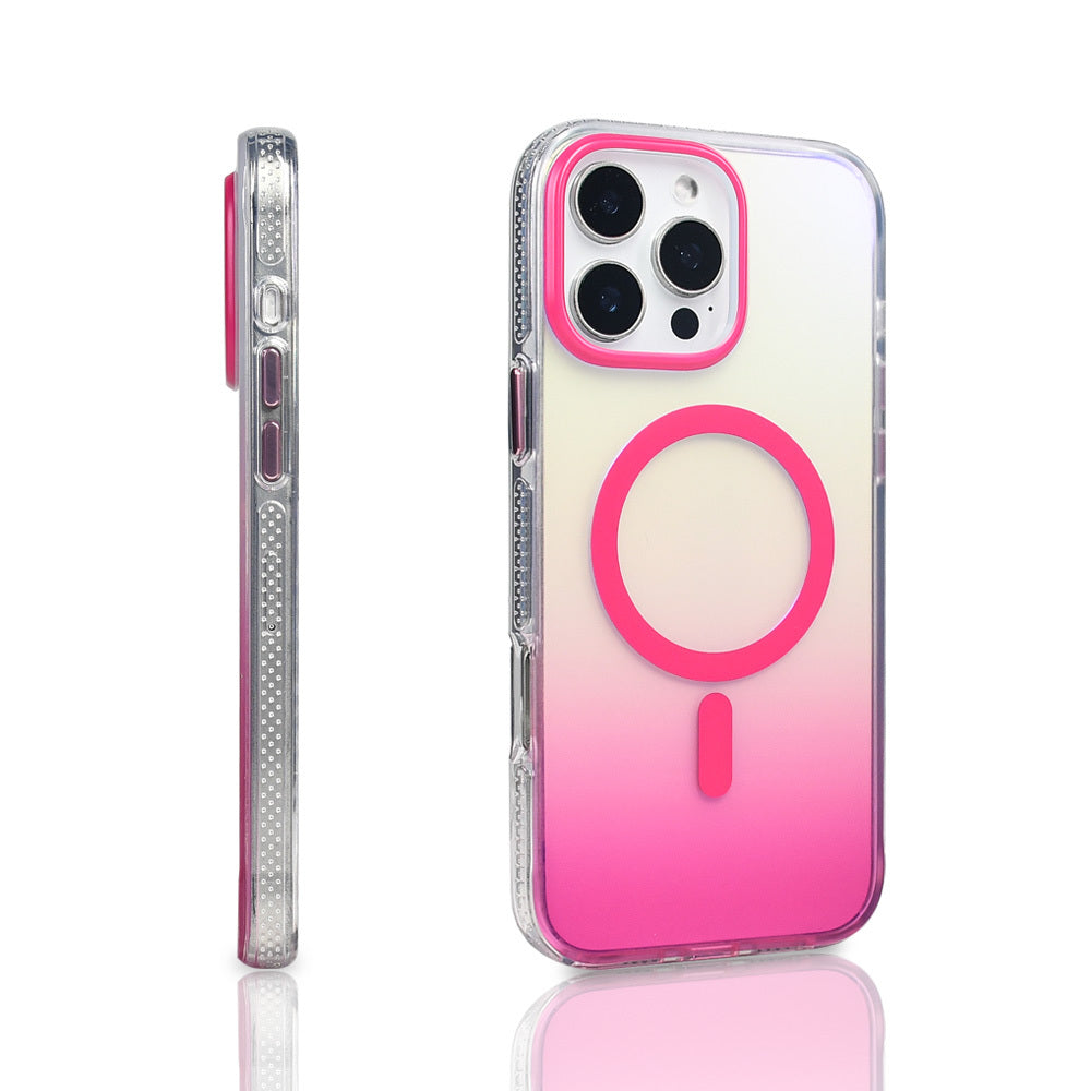 Apple iPhone 16 Pro Max Kılıf M-safe Şarj Özellikli Transparan Renk Geçişli Zore Toros Kapak Rose Gold