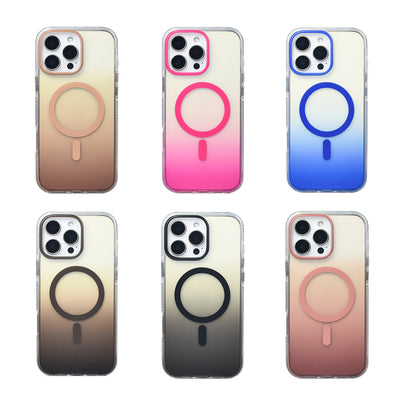 Apple iPhone 16 Pro Max Kılıf M-safe Şarj Özellikli Transparan Renk Geçişli Zore Toros Kapak Siyah