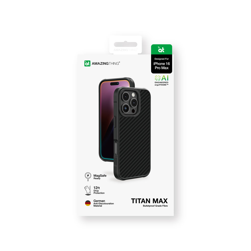 Apple iPhone 16 Pro Max Kılıf Magsafe Şarj Özellikli 600D Aramid Fiber Amazingthing Titan Max Serisi Kapak Siyah