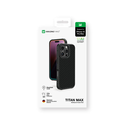 Apple iPhone 16 Pro Max Kılıf Magsafe Şarj Özellikli 600D Aramid Fiber Amazingthing Titan Max Serisi Kapak Siyah