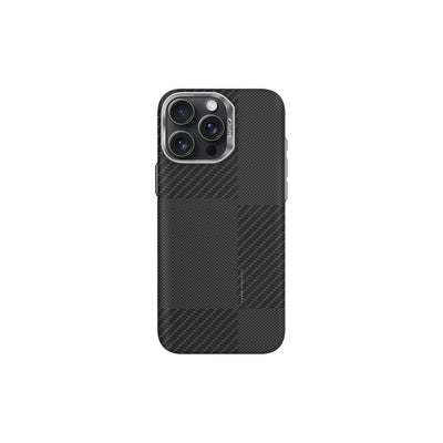 Apple iPhone 16 Pro Max Kılıf Magsafe Şarj Özellikli 600D Metal Kamera Çerçeveli Raptic Aramid Fiber Croxx Mondrian Serisi Kapak Siyah
