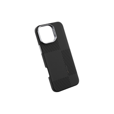 Apple iPhone 16 Pro Max Kılıf Magsafe Şarj Özellikli 600D Metal Kamera Çerçeveli Raptic Aramid Fiber Croxx Mondrian Serisi Kapak Siyah