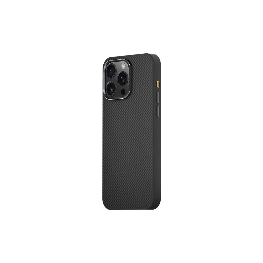 Apple iPhone 16 Pro Max Kılıf Magsafe Şarj Özellikli 600D Metal Kamera Çerçeveli Raptic Aramid Fiber Serisi Kapak Siyah