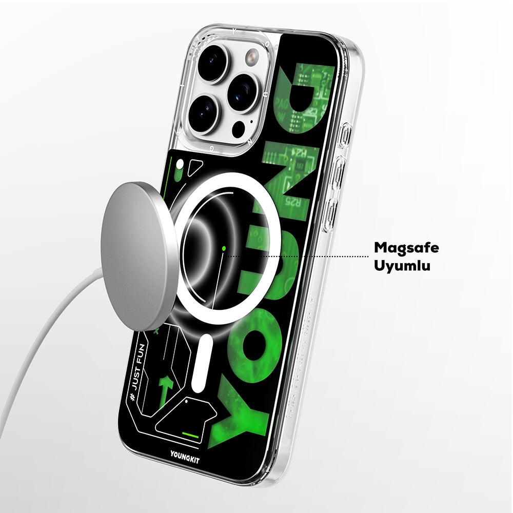 Apple iPhone 16 Pro Max Kılıf Magsafe Şarj Özellikli Airbagli Çift Katmanlı Youngkit Future Streamer Serisi Kapak Kırmızı