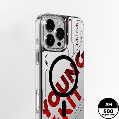 Apple iPhone 16 Pro Max Kılıf Magsafe Şarj Özellikli Airbagli Çift Katmanlı Youngkit Future Streamer Serisi Kapak Mavi