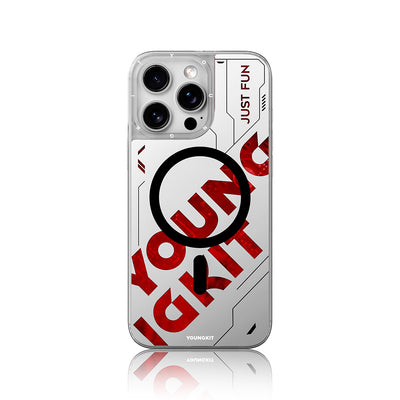Apple iPhone 16 Pro Max Kılıf Magsafe Şarj Özellikli Airbagli Çift Katmanlı Youngkit Future Streamer Serisi Kapak Mavi