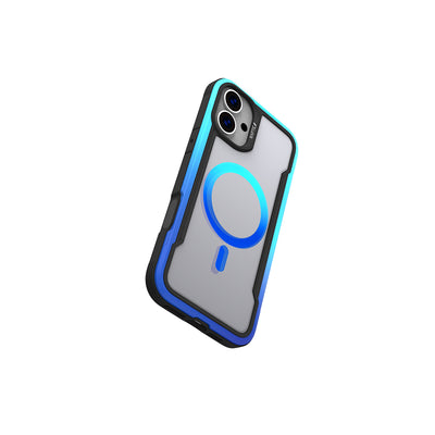 Apple iPhone 16 Pro Max Kılıf Magsafe Şarj Özellikli Airbagli Raptic Shield 2.0 Serisi Şeffaf Arka Yüzey Kapak Turkuaz