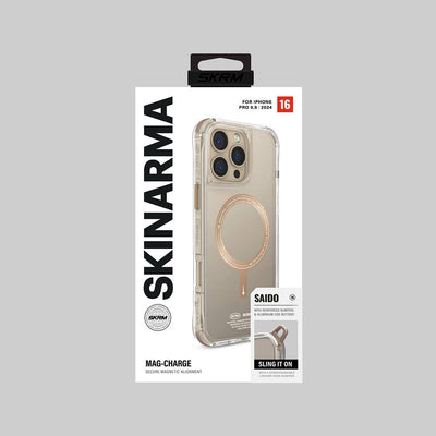 Apple iPhone 16 Pro Max Kılıf Magsafe Şarj Özellikli Airbagli Şeffaf SkinArma Saido Prime Kapak Gold