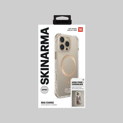 Apple iPhone 16 Pro Max Kılıf Magsafe Şarj Özellikli Airbagli Şeffaf SkinArma Saido Prime Kapak Gold