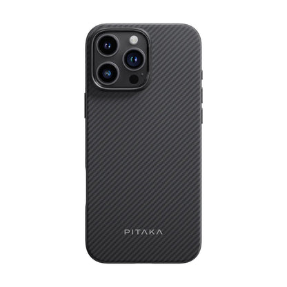 iPhone 16 Pro Max Kılıf M-safe Şarj Özellikli Aramid Fiber Pitaka Military-Grade Classic Serisi Black-Grey Twill Kılıf