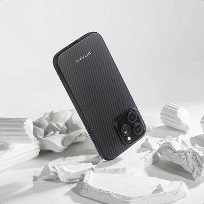 iPhone 16 Pro Max Kılıf M-safe Şarj Özellikli Aramid Fiber Pitaka Military-Grade Classic Serisi Black-Grey Twill Kılıf