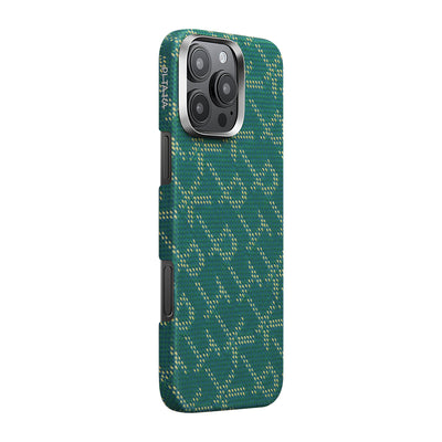 Apple iPhone 16 Pro Max Kılıf M-safe Şarj Özellikli Aramid Fiber Pitaka Tactile Woven Monogram Serisi Kapak Kırmızı