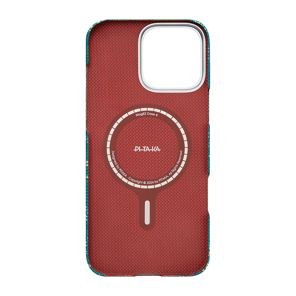 Apple iPhone 16 Pro Max Kılıf M-safe Şarj Özellikli Aramid Fiber Pitaka Tactile Woven Monogram Serisi Kapak Siyah