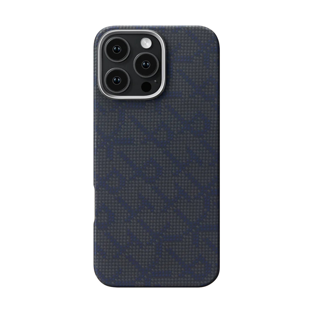 iPhone 16 Pro Max Kılıf M-safe Şarj Özellikli Aramid Fiber Pitaka Tactile Woven Monogram Serisi Kılıf