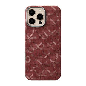 Apple iPhone 16 Pro Max Kılıf MagSafe Şarj Özellikli Aramid Fiber Pitaka Tactile Woven Monogram Serisi Kapak