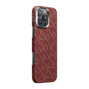 Apple iPhone 16 Pro Max Kılıf MagSafe Şarj Özellikli Aramid Fiber Pitaka Tactile Woven Monogram Serisi Kapak