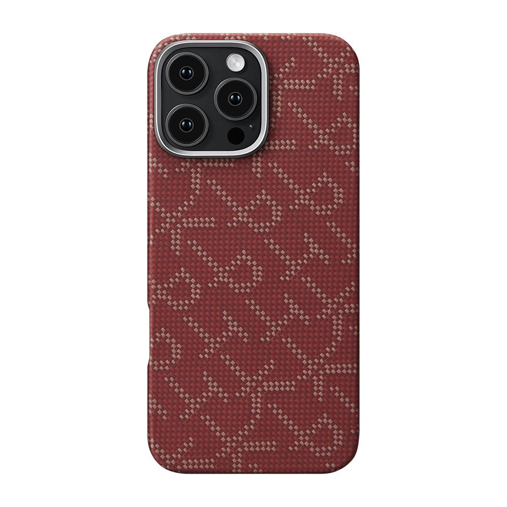 Apple iPhone 16 Pro Max Kılıf MagSafe Şarj Özellikli Aramid Fiber Pitaka Tactile Woven Monogram Serisi Kapak