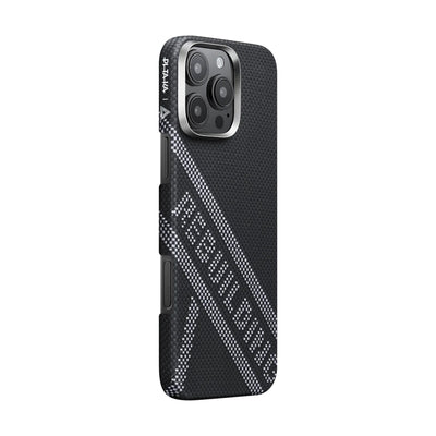 Apple iPhone 16 Pro Max Kılıf M-safe Şarj Özellikli Aramid Fiber Re-TROS Tasarımlı Pitaka Tactile Woven Rebuilding Serisi Kapak Siyah