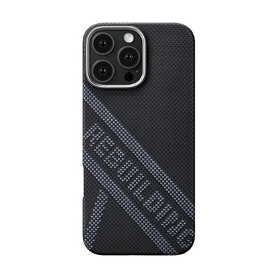 Apple iPhone 16 Pro Max Kılıf M-safe Şarj Özellikli Aramid Fiber Re-TROS Tasarımlı Pitaka Tactile Woven Rebuilding Serisi Kapak Siyah