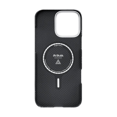 Apple iPhone 16 Pro Max Kılıf M-safe Şarj Özellikli Aramid Fiber Re-TROS Tasarımlı Pitaka Tactile Woven Rebuilding Serisi Kapak Siyah