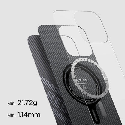 iPhone 16 Pro Max Kılıf M-safe Şarj Özellikli Aramid Fiber Re-TROS Tasarımlı Pitaka Tactile Woven Rebuilding Serisi Kılıf