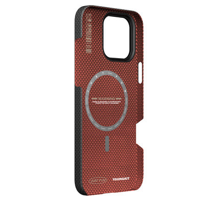 Apple iPhone 16 Pro Max Kılıf Magsafe Şarj Özellikli Aramid Fiber Youngkit 1500D Kevlar Extreme Wing Serisi Kapak Siyah