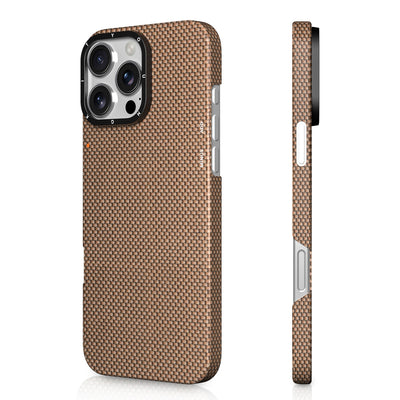 Apple iPhone 16 Pro Max Kılıf M-safe Şarj Özellikli Aramid Fiber Youngkit 1500D Kevlar Extreme Wing Titanyum-Gold Serisi Kapak Titanyum-Gold