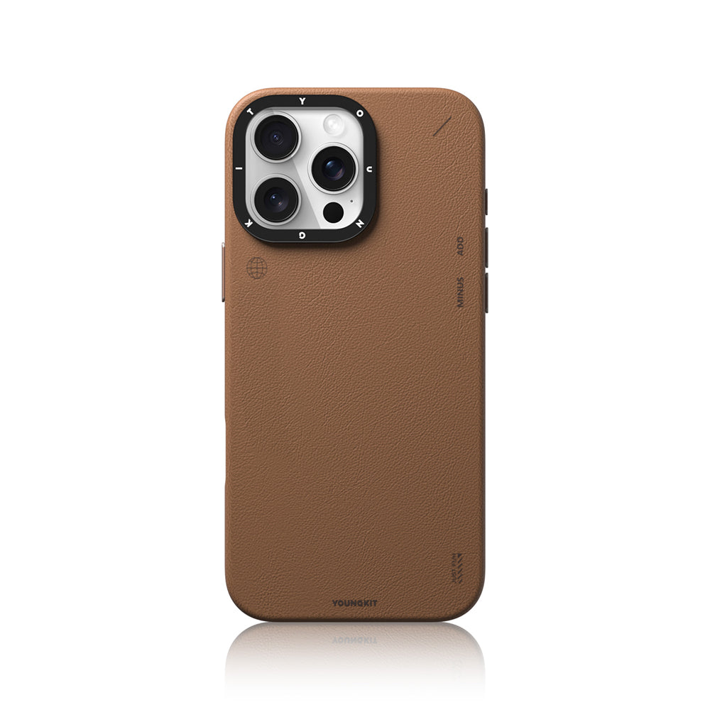 Apple iPhone 16 Pro Max Kılıf Magsafe Şarj Özellikli Basit Mat Deri Desenli Youngkit Tech Fashion Serisi Kapak Siyah