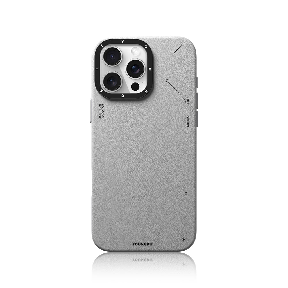 Apple iPhone 16 Pro Max Kılıf Magsafe Şarj Özellikli Basit Mat Deri Desenli Youngkit Tech Fashion Serisi Kapak Siyah