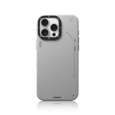 Apple iPhone 16 Pro Max Kılıf Magsafe Şarj Özellikli Basit Mat Deri Desenli Youngkit Tech Fashion Serisi Kapak Siyah