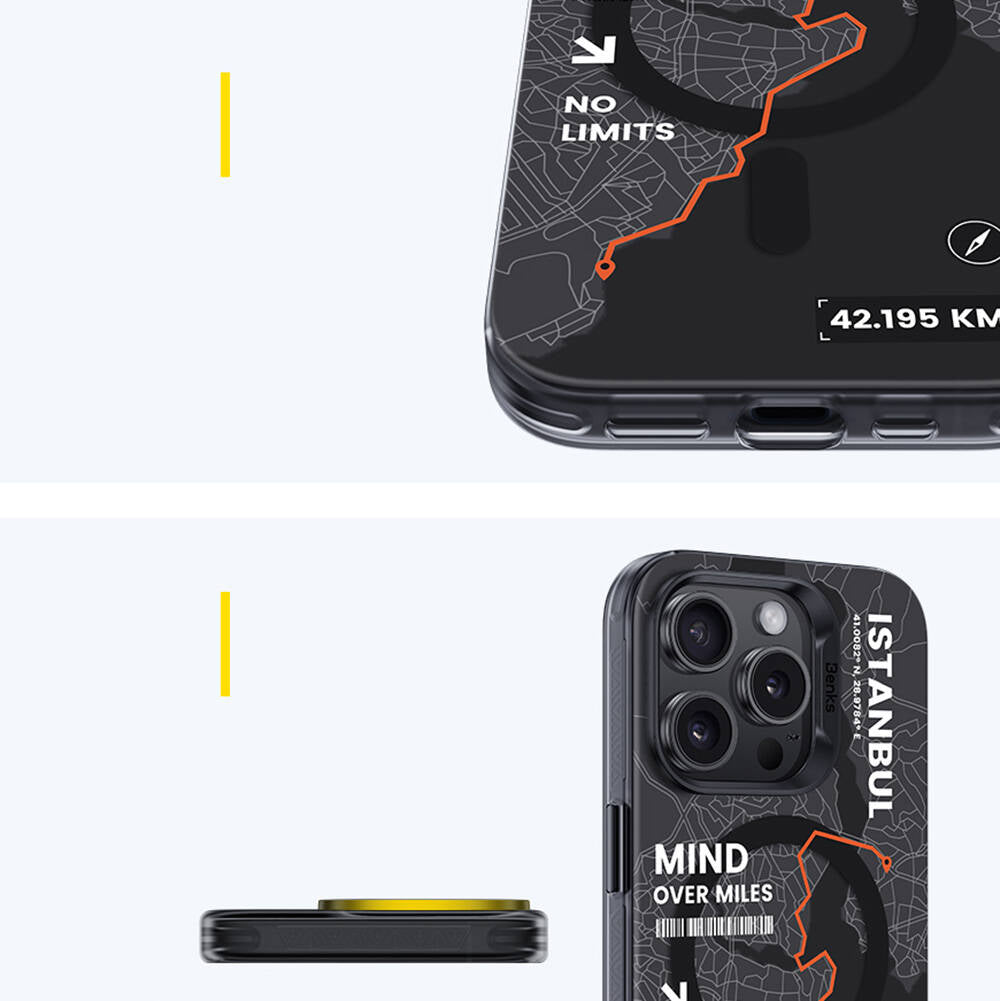 Apple iPhone 16 Pro Max Kılıf Magsafe Şarj Özellikli Benks City Serisi Kapak Mavi