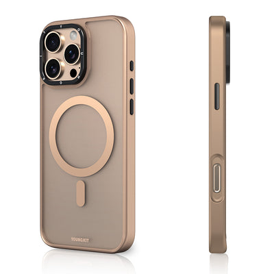 Apple iPhone 16 Pro Max Kılıf M-safe Şarj Özellikli Cam Arka Yüzey TPU Youngkit Gemstone Serisi Kapak Şeffaf