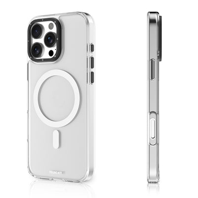 Apple iPhone 16 Pro Max Kılıf M-safe Şarj Özellikli Cam Arka Yüzey TPU Youngkit Gemstone Serisi Kapak Siyah