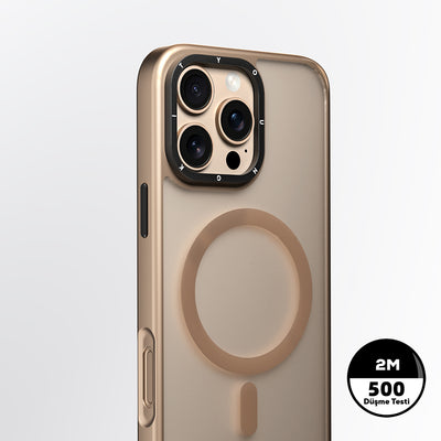 Apple iPhone 16 Pro Max Kılıf M-safe Şarj Özellikli Cam Arka Yüzey TPU Youngkit Gemstone Serisi Kapak Siyah
