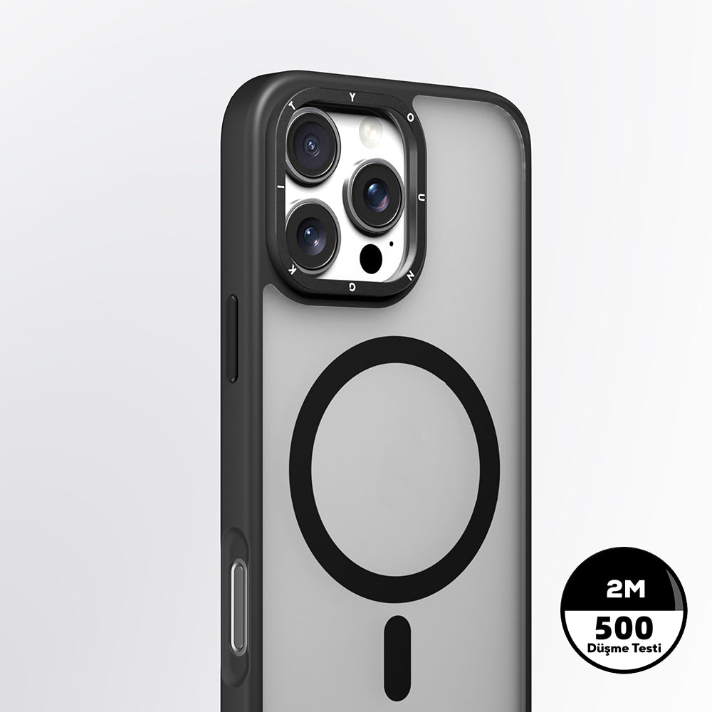 Apple iPhone 16 Pro Max Kılıf M-safe Şarj Özellikli Cam Arka Yüzey TPU Youngkit Gemstone Serisi Kapak Şeffaf