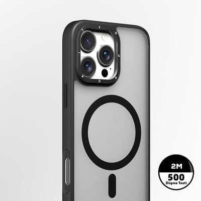 Apple iPhone 16 Pro Max Kılıf M-safe Şarj Özellikli Cam Arka Yüzey TPU Youngkit Gemstone Serisi Kapak Şeffaf