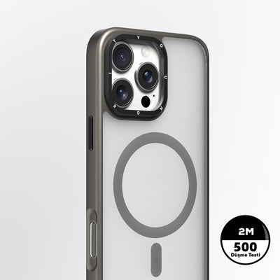 Apple iPhone 16 Pro Max Kılıf M-safe Şarj Özellikli Cam Arka Yüzey TPU Youngkit Gemstone Serisi Kapak Şeffaf