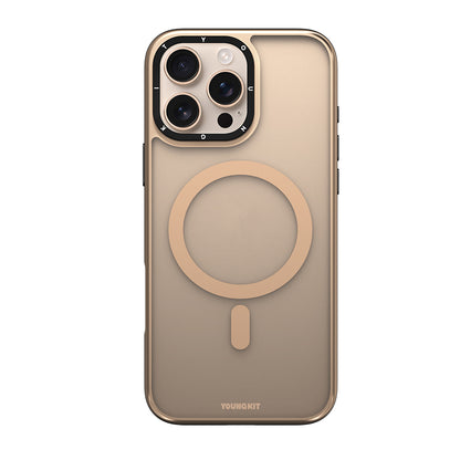 iPhone 16 Pro Max Kılıf M-safe Şarj Özellikli Cam Arka Yüzey TPU Youngkit Gemstone Serisi Kılıf